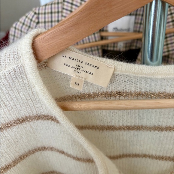 Sézane Gaspard XS Cardigan Ecru Gold Shimmer Limited Edition - Picture 4 of 7